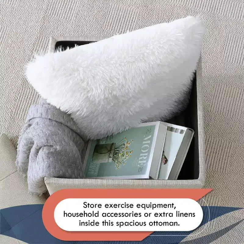 Ornavo Home Linge de Maison Pouf carré de rangement touffeté – 38 cm