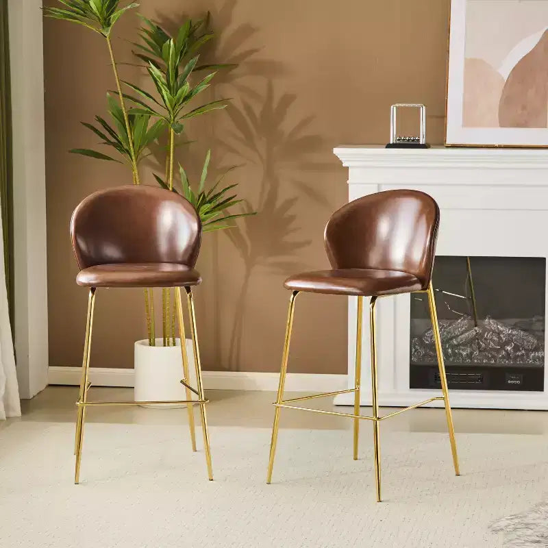 Tabouret de bar contemporain Christopher Knight Home Valeska rembourré avec pieds en métal doré (lot de 2)