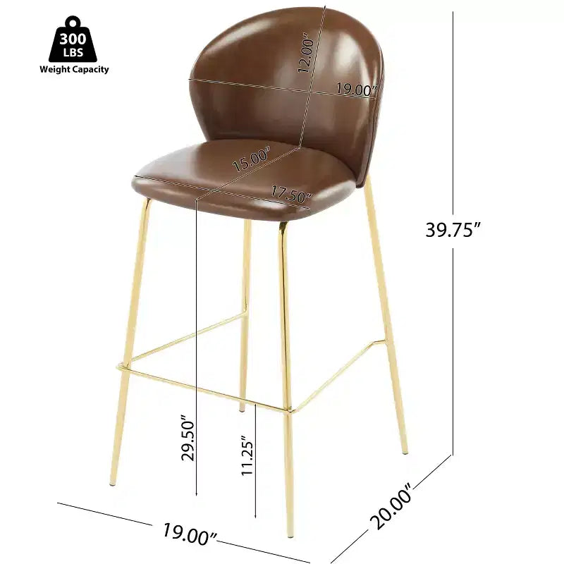Tabouret de bar contemporain Christopher Knight Home Valeska rembourré avec pieds en métal doré (lot de 2)