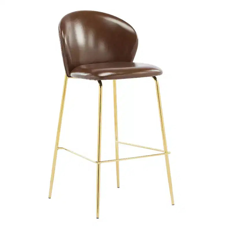Tabouret de bar contemporain Christopher Knight Home Valeska rembourré avec pieds en métal doré (lot de 2)