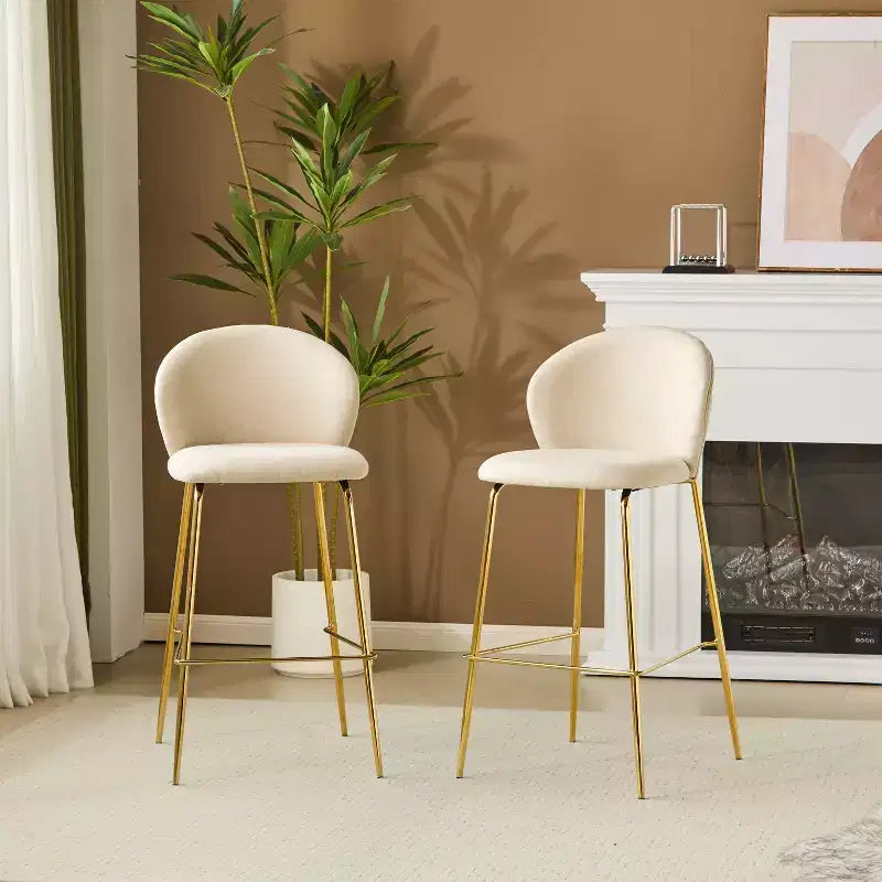 Tabouret de bar contemporain Christopher Knight Home Valeska rembourré avec pieds en métal doré (lot de 2)
