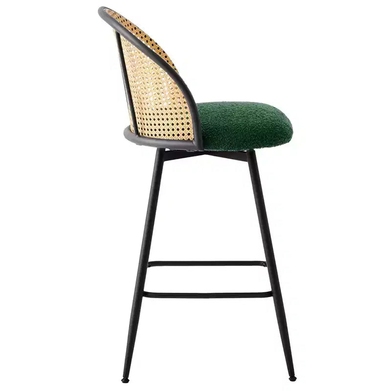 Bekrvio 26 Tabourets de Bar Pivotants Mid-Century Modern Lot de 2/3/4, Chaises de Bar Rembourrées Bouclées avec Dossier en Rotin et Pieds en Métal pour Comptoir de Cuisine