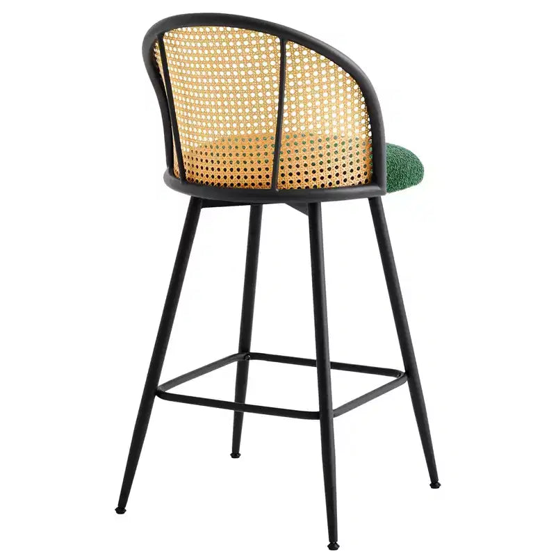 Bekrvio 26 Tabourets de Bar Pivotants Mid-Century Modern Lot de 2/3/4, Chaises de Bar Rembourrées Bouclées avec Dossier en Rotin et Pieds en Métal pour Comptoir de Cuisine