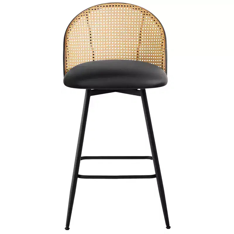 Tabourets de bar pivotants Bekrvio 26 Mid-Century Modern, lot de 2/3/4, chaises de bar rembourrées en similicuir avec dossier en rotin et pieds en métal pour comptoir de cuisine