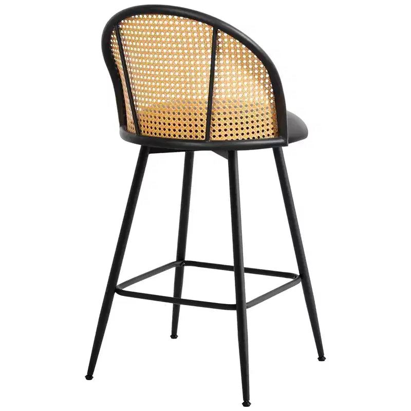 Tabourets de bar pivotants Bekrvio 26 Mid-Century Modern, lot de 2/3/4, chaises de bar rembourrées en similicuir avec dossier en rotin et pieds en métal pour comptoir de cuisine