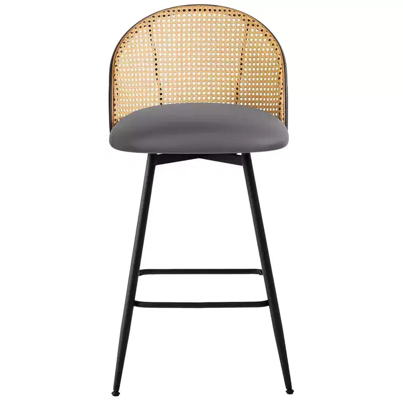 Tabourets de bar pivotants Bekrvio 26 Mid-Century Modern, lot de 2/3/4, chaises de bar rembourrées en similicuir avec dossier en rotin et pieds en métal pour comptoir de cuisine