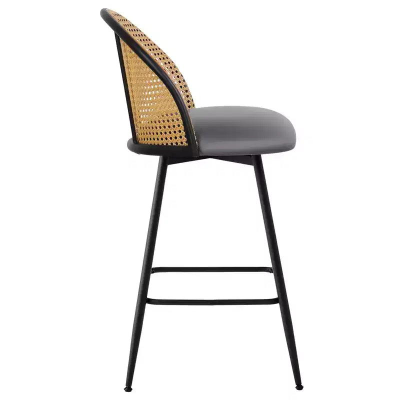 Tabourets de bar pivotants Bekrvio 26 Mid-Century Modern, lot de 2/3/4, chaises de bar rembourrées en similicuir avec dossier en rotin et pieds en métal pour comptoir de cuisine