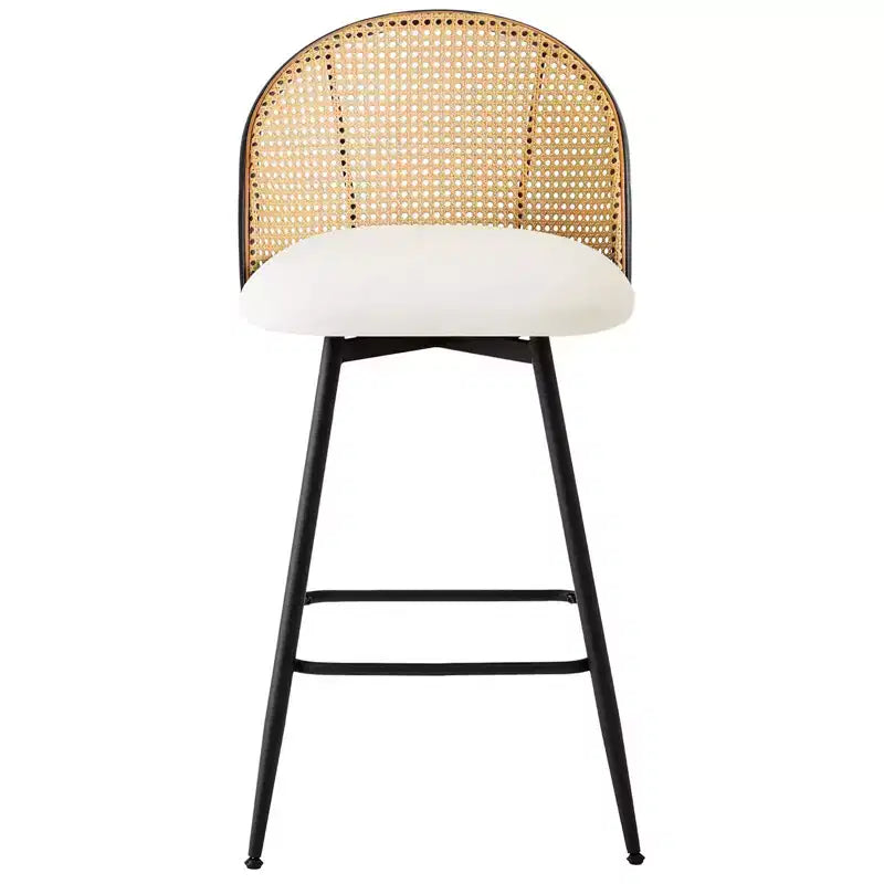 Tabourets de bar pivotants Bekrvio 26 Mid-Century Modern, lot de 2/3/4, chaises de bar rembourrées en similicuir avec dossier en rotin et pieds en métal pour comptoir de cuisine