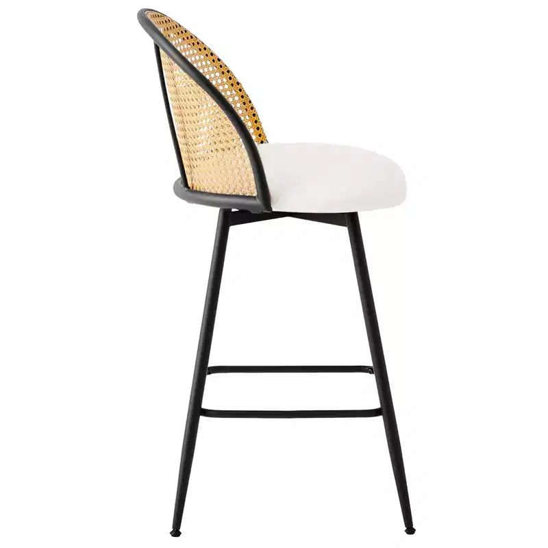 Tabourets de bar pivotants Bekrvio 26 Mid-Century Modern, lot de 2/3/4, chaises de bar rembourrées en similicuir avec dossier en rotin et pieds en métal pour comptoir de cuisine