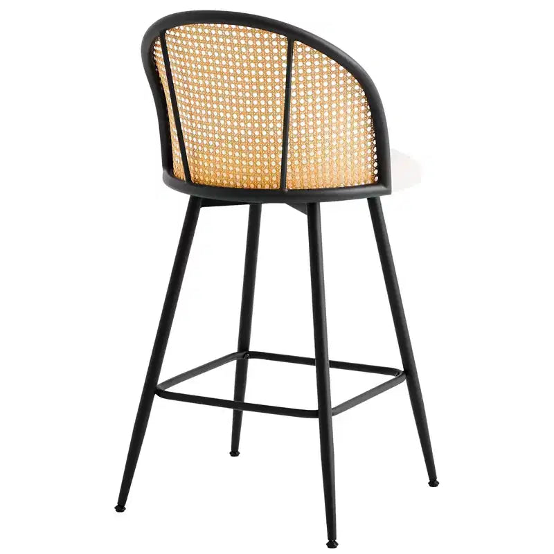 Tabourets de bar pivotants Bekrvio 26 Mid-Century Modern, lot de 2/3/4, chaises de bar rembourrées en similicuir avec dossier en rotin et pieds en métal pour comptoir de cuisine