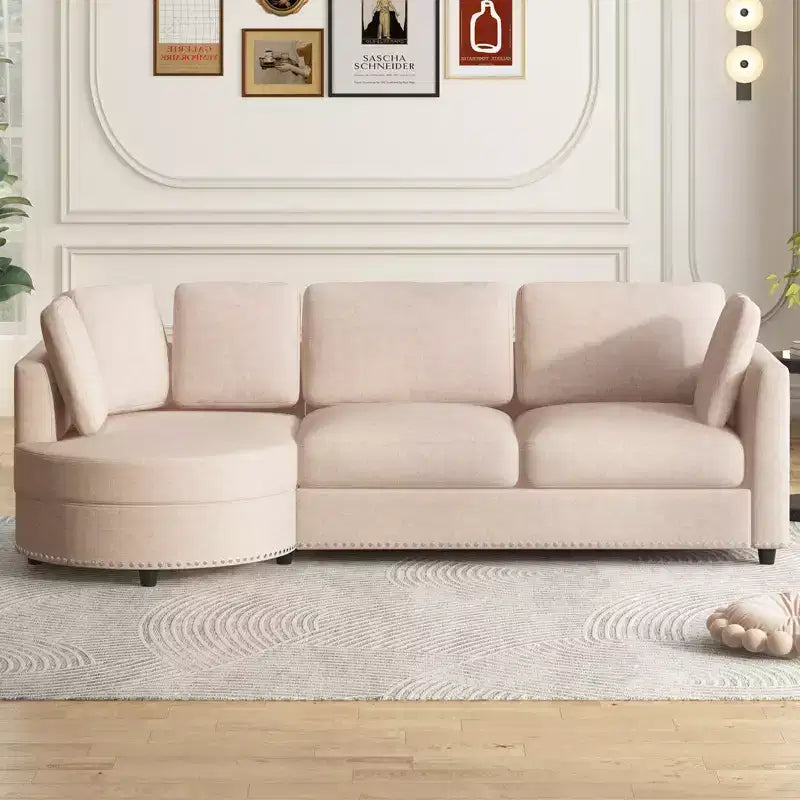 Canapé Mjkone Cloud, Petit Canapé Moderne de Salon Minimaliste, Canapé d'Angle en L avec Méridienne