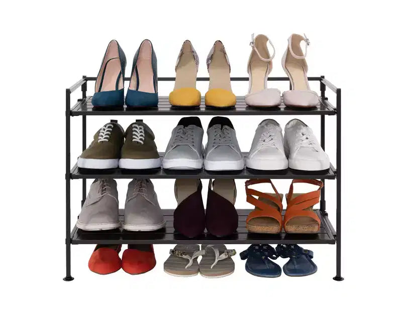 Seville Classics Meuble à chaussures en résine et métal robuste à 3 niveaux pour 12 paires