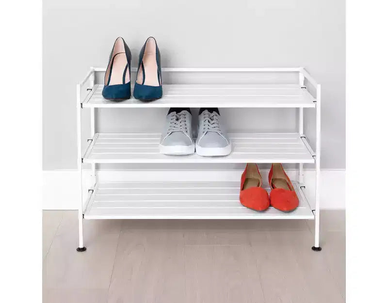 Seville Classics Meuble à chaussures en résine et métal robuste à 3 niveaux pour 12 paires