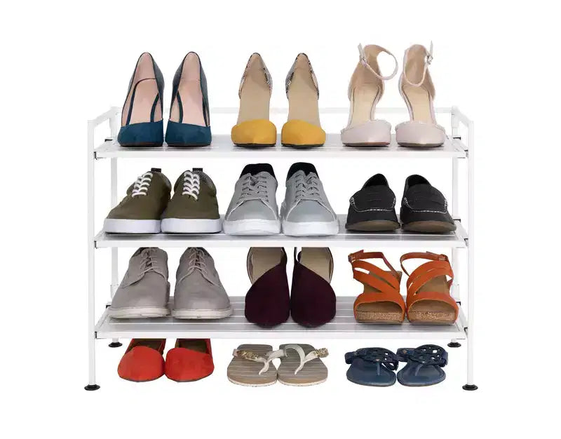 Seville Classics Meuble à chaussures en résine et métal robuste à 3 niveaux pour 12 paires