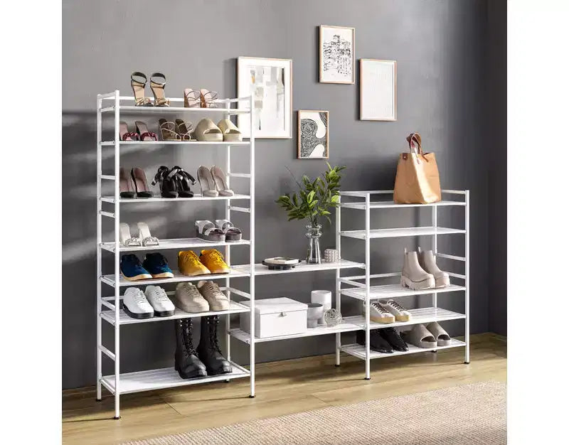 Seville Classics Meuble à chaussures en résine et métal robuste à 3 niveaux pour 12 paires