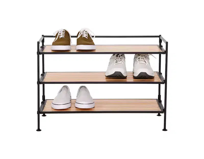 Seville Classics Meuble à chaussures en résine et métal robuste à 3 niveaux pour 12 paires