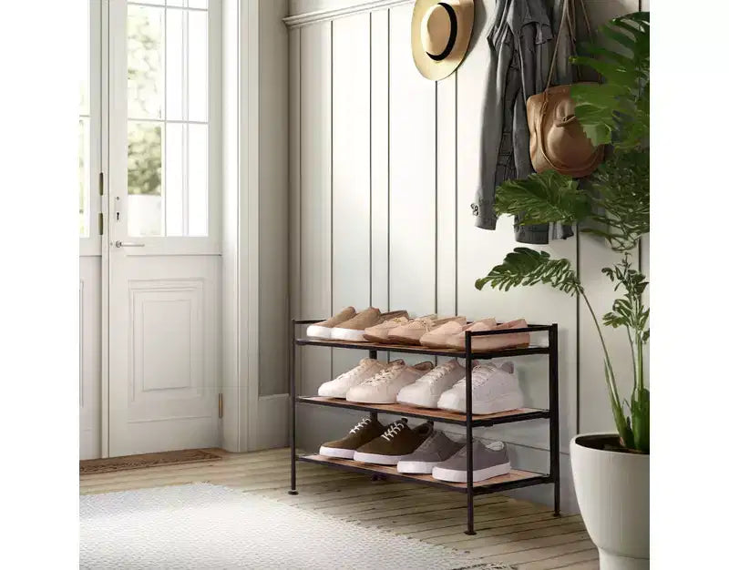 Seville Classics Meuble à chaussures en résine et métal robuste à 3 niveaux pour 12 paires