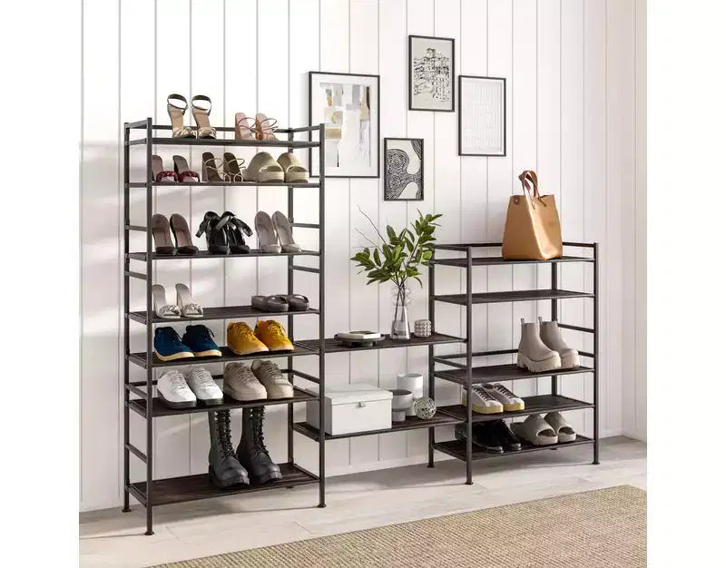 Seville Classics Meuble à chaussures en résine et métal robuste à 3 niveaux pour 12 paires