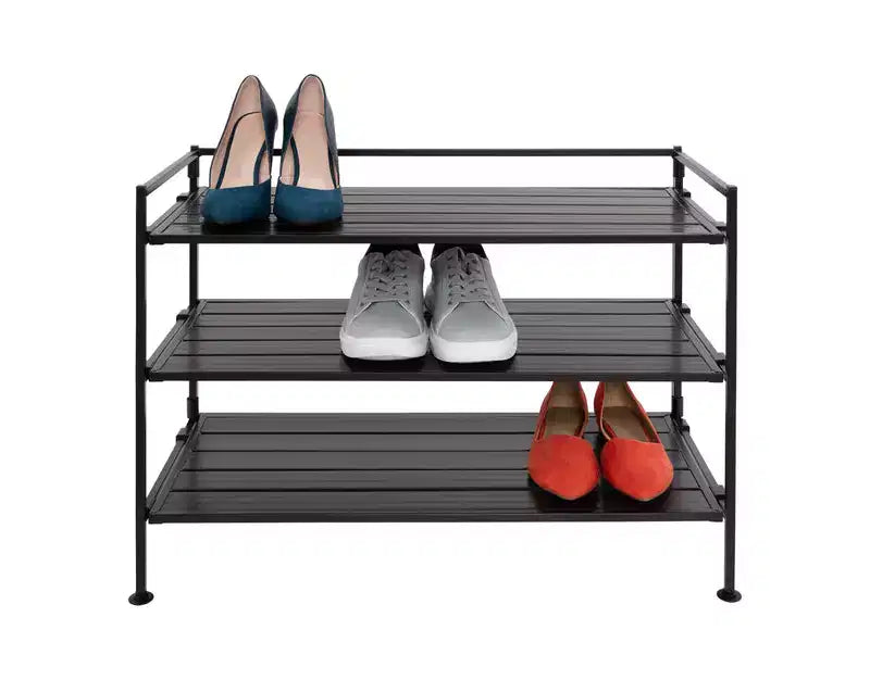 Seville Classics Meuble à chaussures en résine et métal robuste à 3 niveaux pour 12 paires