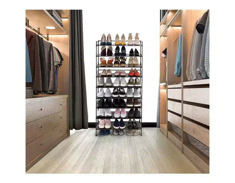 Seville Classics Meuble à chaussures en résine et métal robuste à 3 niveaux pour 12 paires