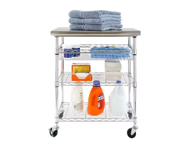 Chariot de travail utilitaire certifié NSF avec plateau en acier inoxydable Seville Classics