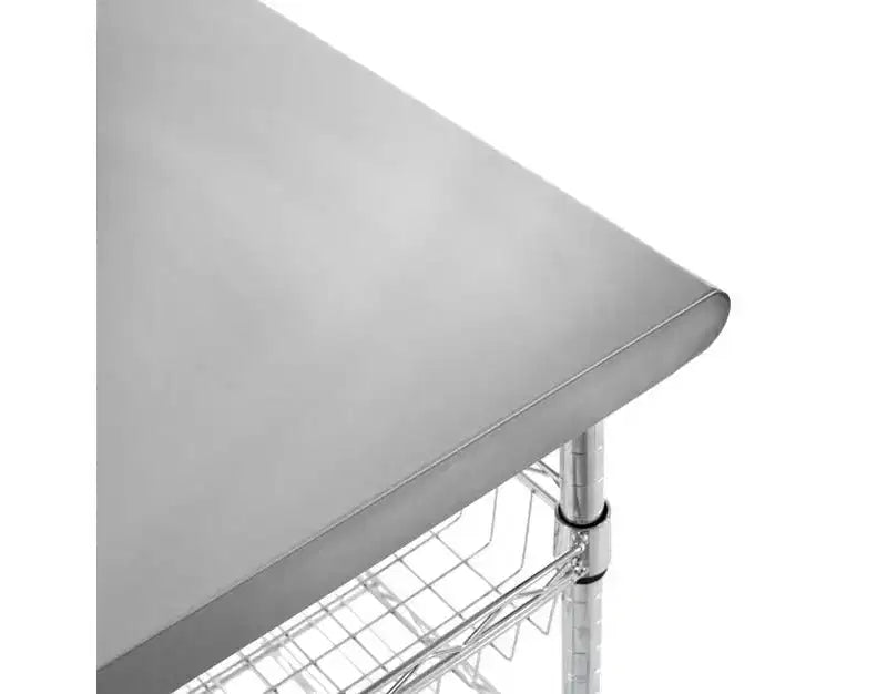 Chariot de travail utilitaire certifié NSF avec plateau en acier inoxydable Seville Classics