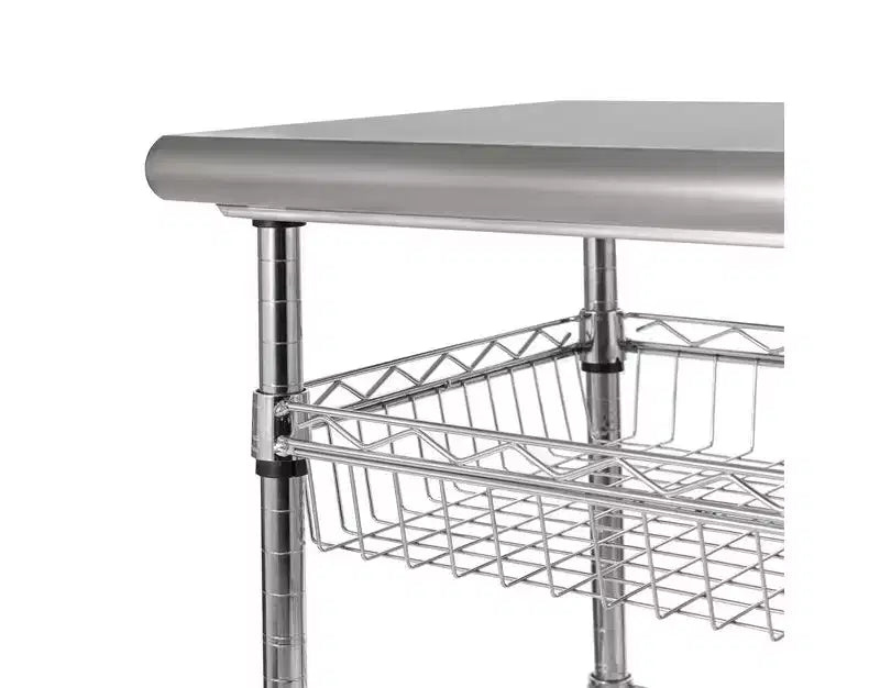 Chariot de travail utilitaire certifié NSF avec plateau en acier inoxydable Seville Classics