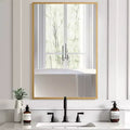 Aluminum Alloy Thin Edge Right Angle Rectangular Gold Hanging Mirror 91x61x1.5cm(Double-Sided Installation)
