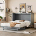 Whisen Modern Design Queen Size Murphy Bed, Folded into a Cabinet with Iron Legs