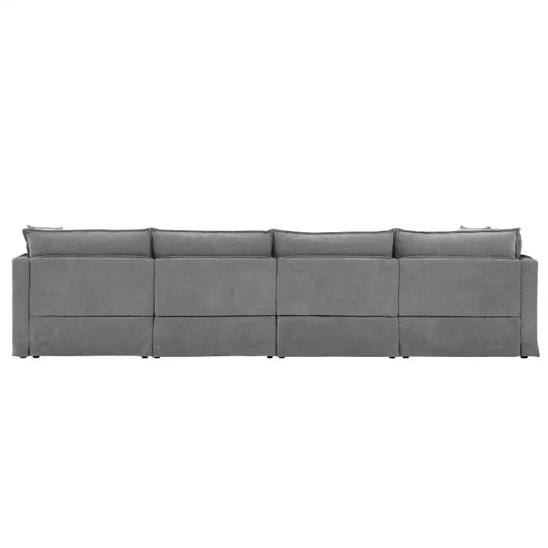 Whisen Canapé sectionnel modulaire 6 places 125,5 avec pouf mobile Tissu chenille siège large Combinaison libre pour salon appartement