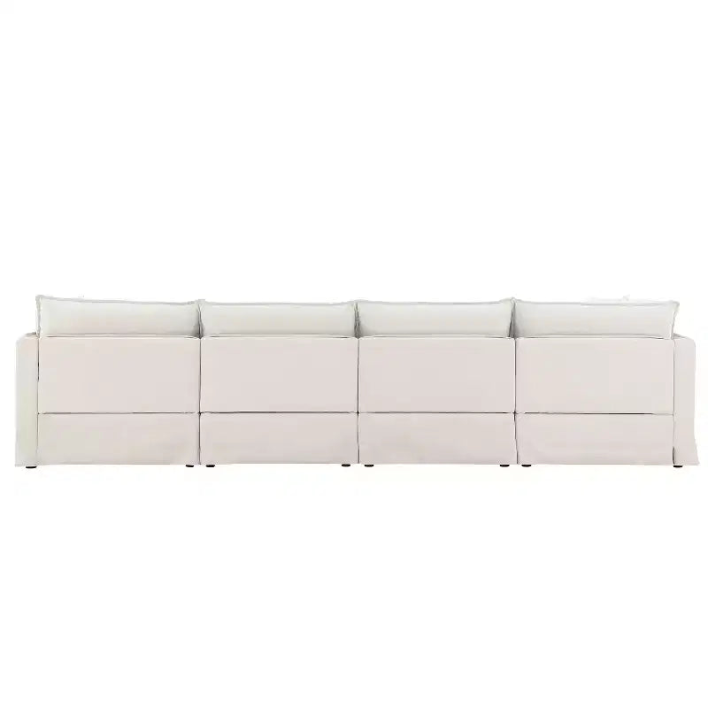 Whisen Canapé sectionnel modulaire 6 places 125,5 avec pouf mobile Tissu chenille siège large Combinaison libre pour salon appartement