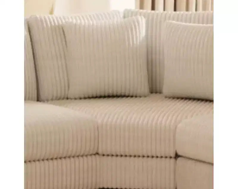 Canapé sectionnel en L modulable GDFStudio Antonia en velours côtelé beige avec étagère intégrée