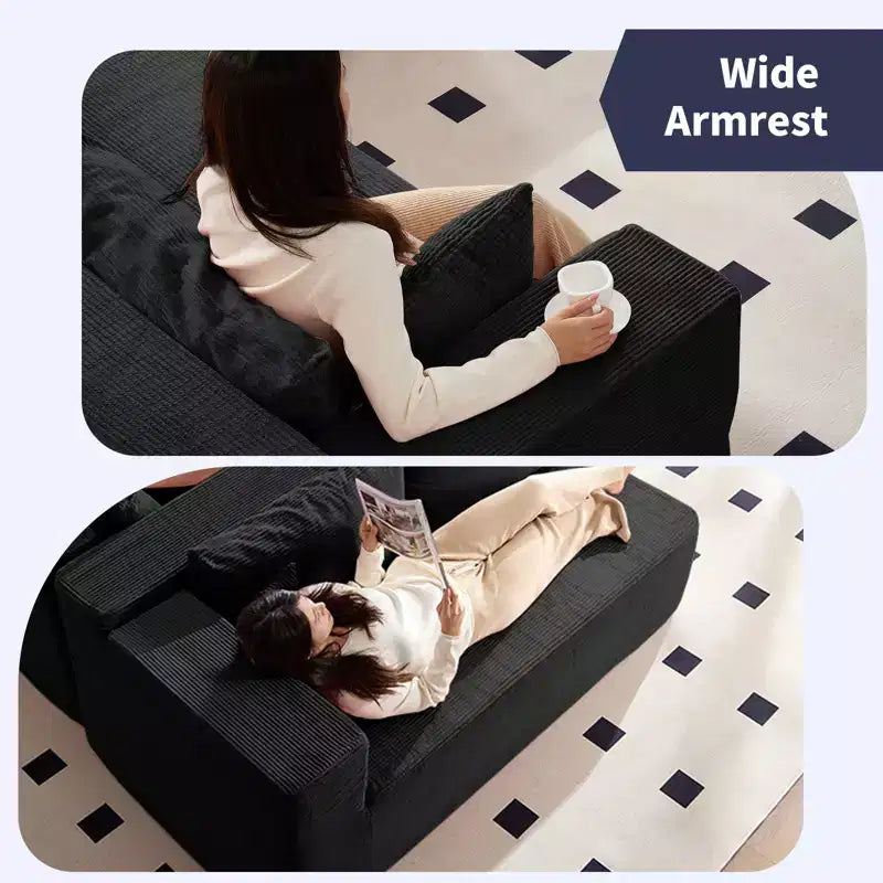Mjkone Canapé sectionnel moderne 2 pièces 106'' en velours côtelé, à combinaison libre, en forme de L, avec siège profond, canapé-lit rembourré avec chaise longue gauche