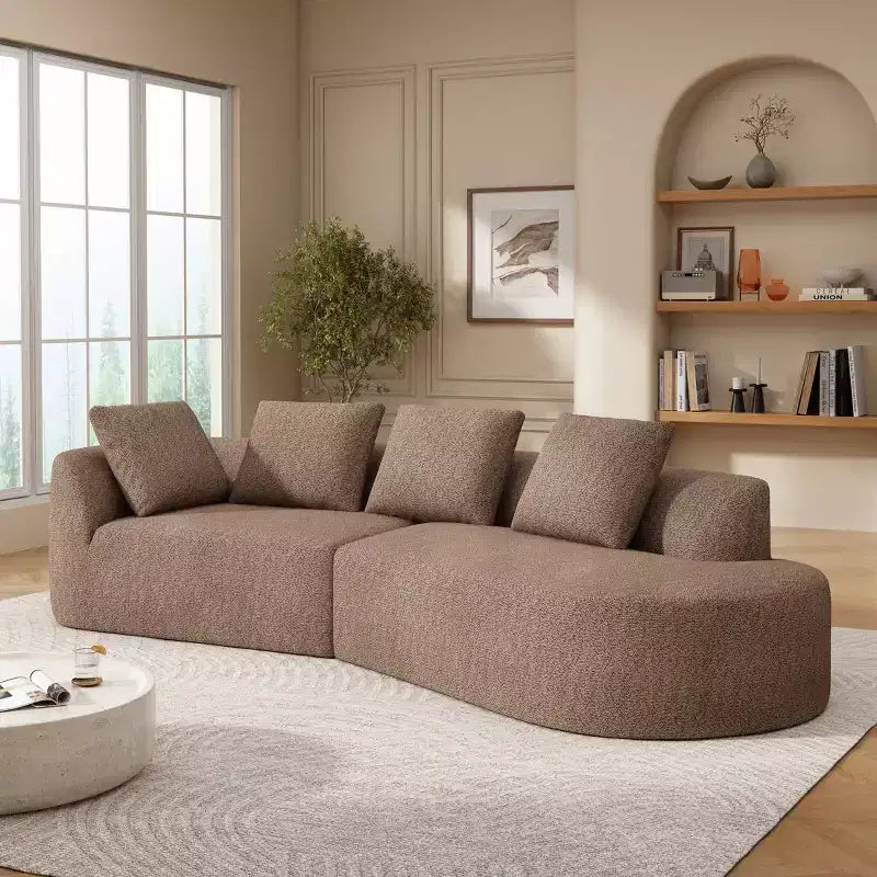 Canapé d'angle incurvé moderne Christopher Knight Home 116 avec éponge haute densité et 4 oreillers