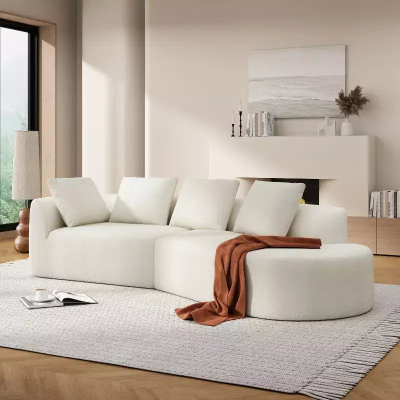 Canapé d'angle incurvé moderne Christopher Knight Home 116 avec éponge haute densité et 4 oreillers