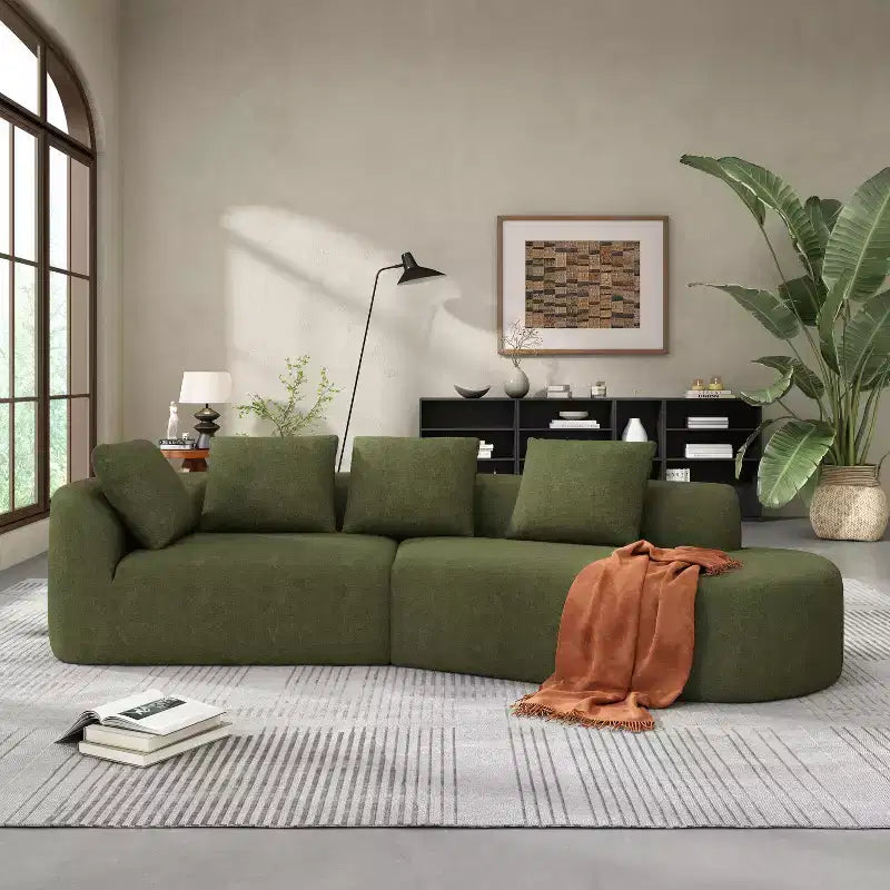 Canapé d'angle incurvé moderne Christopher Knight Home 116 avec éponge haute densité et 4 oreillers