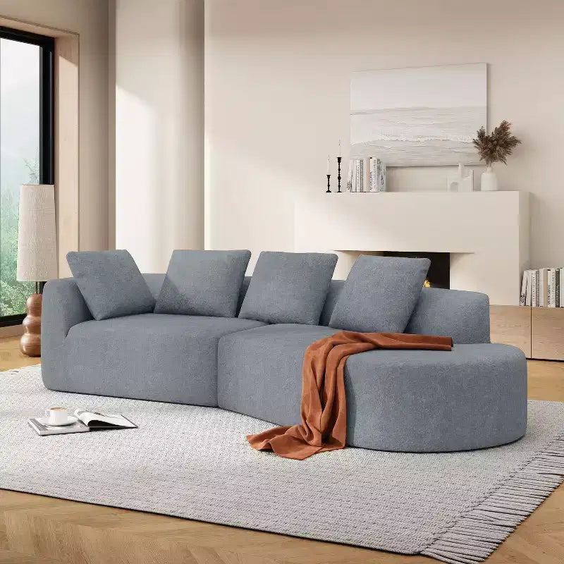 Canapé d'angle incurvé moderne Christopher Knight Home 116 avec éponge haute densité et 4 oreillers