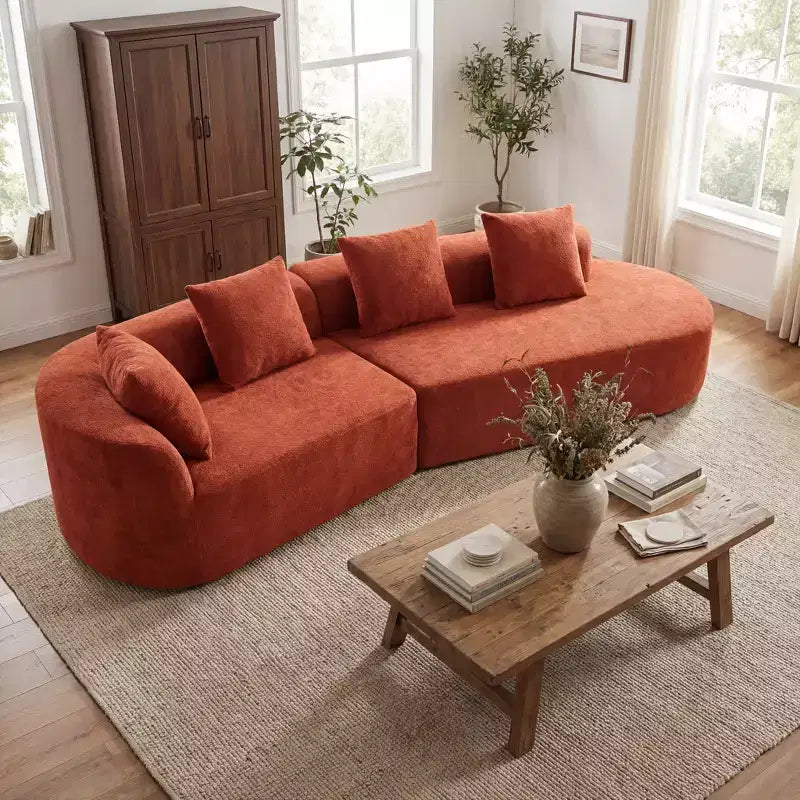 Canapé d'angle incurvé moderne Christopher Knight Home 116 avec éponge haute densité et 4 oreillers