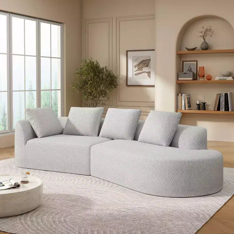 Canapé d'angle incurvé moderne Christopher Knight Home 116 avec éponge haute densité et 4 oreillers