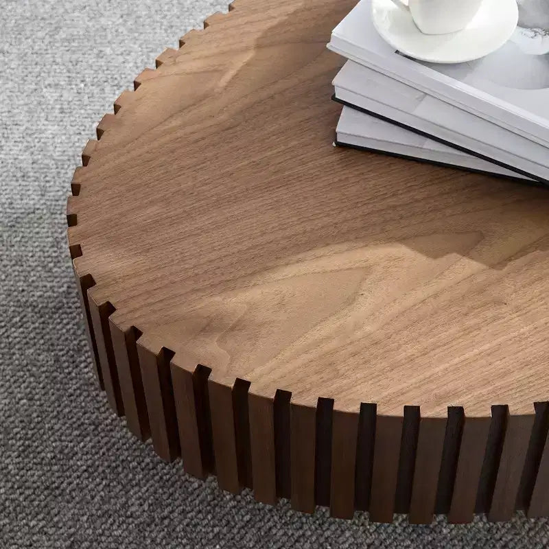 Table basse ovale/carrée Table d'appoint minimaliste à cannelures, Frêne naturel/Noyer/Noir mat-ModernLuxe