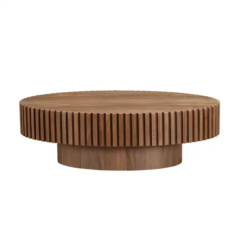 Table basse ovale/carrée Table d'appoint minimaliste à cannelures, Frêne naturel/Noyer/Noir mat-ModernLuxe