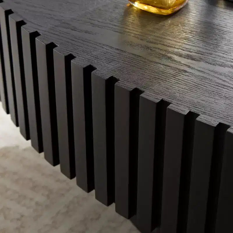 Table basse ovale/carrée Table d'appoint minimaliste à cannelures, Frêne naturel/Noyer/Noir mat-ModernLuxe
