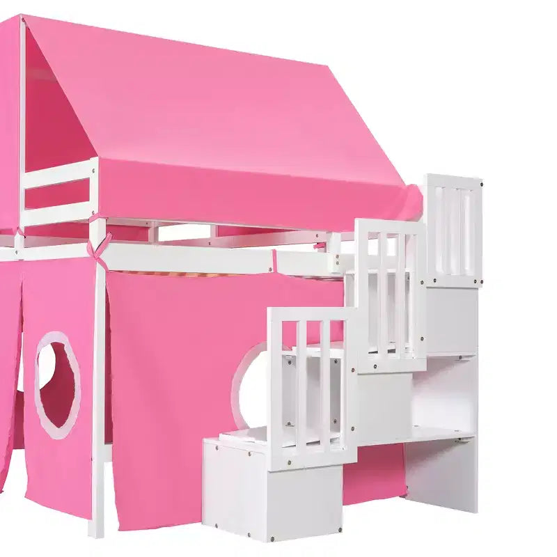 Lit mezzanine Whisen double avec tente et tour