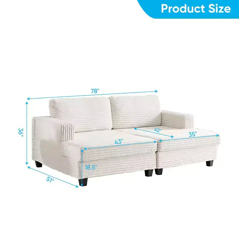 Canapé modulable convertible 3 places Mjkone en velours côtelé moderne pour salon