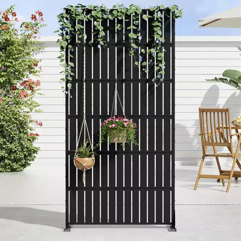 72 H35W Dovelina Black Metal Planter Box with Trellis Privacy Screen for Caf Patio,Garden & Balconies