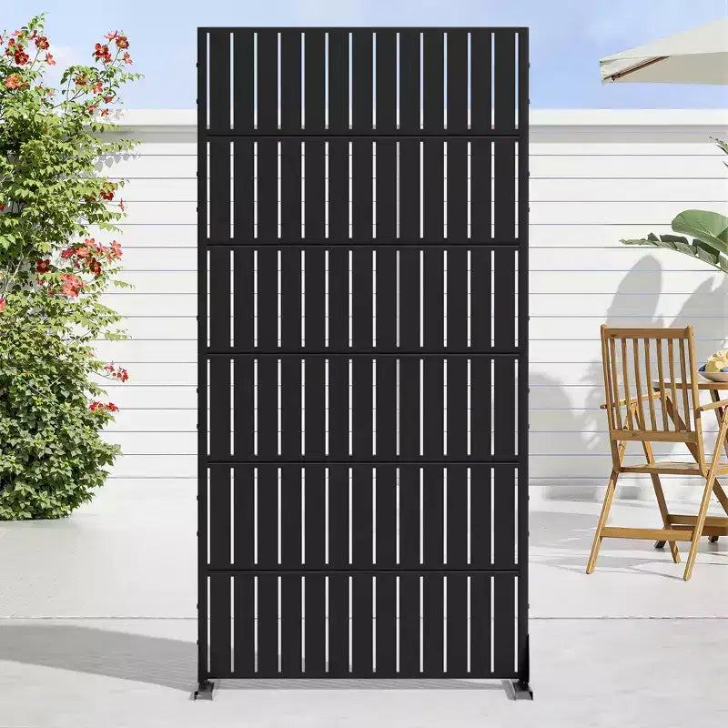 Jardinière rectangulaire en métal noir avec treillis et paravent 72 H35W Dovelina pour terrasse de café, jardin et balcons