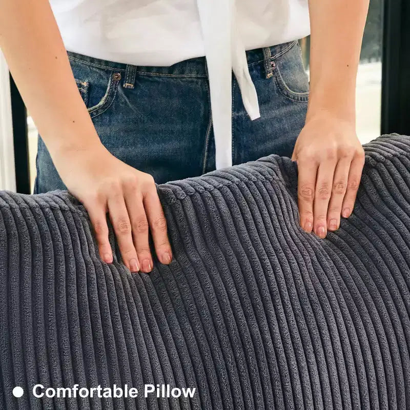 Canapé modulaire en U Belffin avec pouf de rangement, canapé sectionnel en velours côtelé avec méridienne, canapé sectionnel moderne convertible