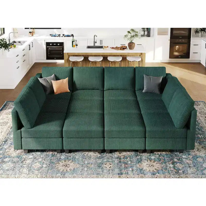 Canapé convertible modulaire sectionnel Belffin en velours côtelé, 12 places surdimensionné avec rangement pour salon