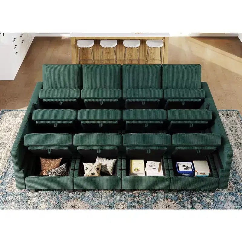 Canapé convertible modulaire sectionnel Belffin en velours côtelé, 12 places surdimensionné avec rangement pour salon