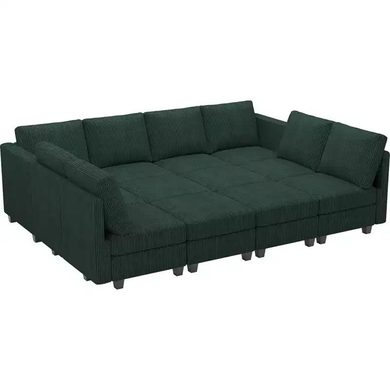 Canapé convertible modulaire sectionnel Belffin en velours côtelé, 12 places surdimensionné avec rangement pour salon